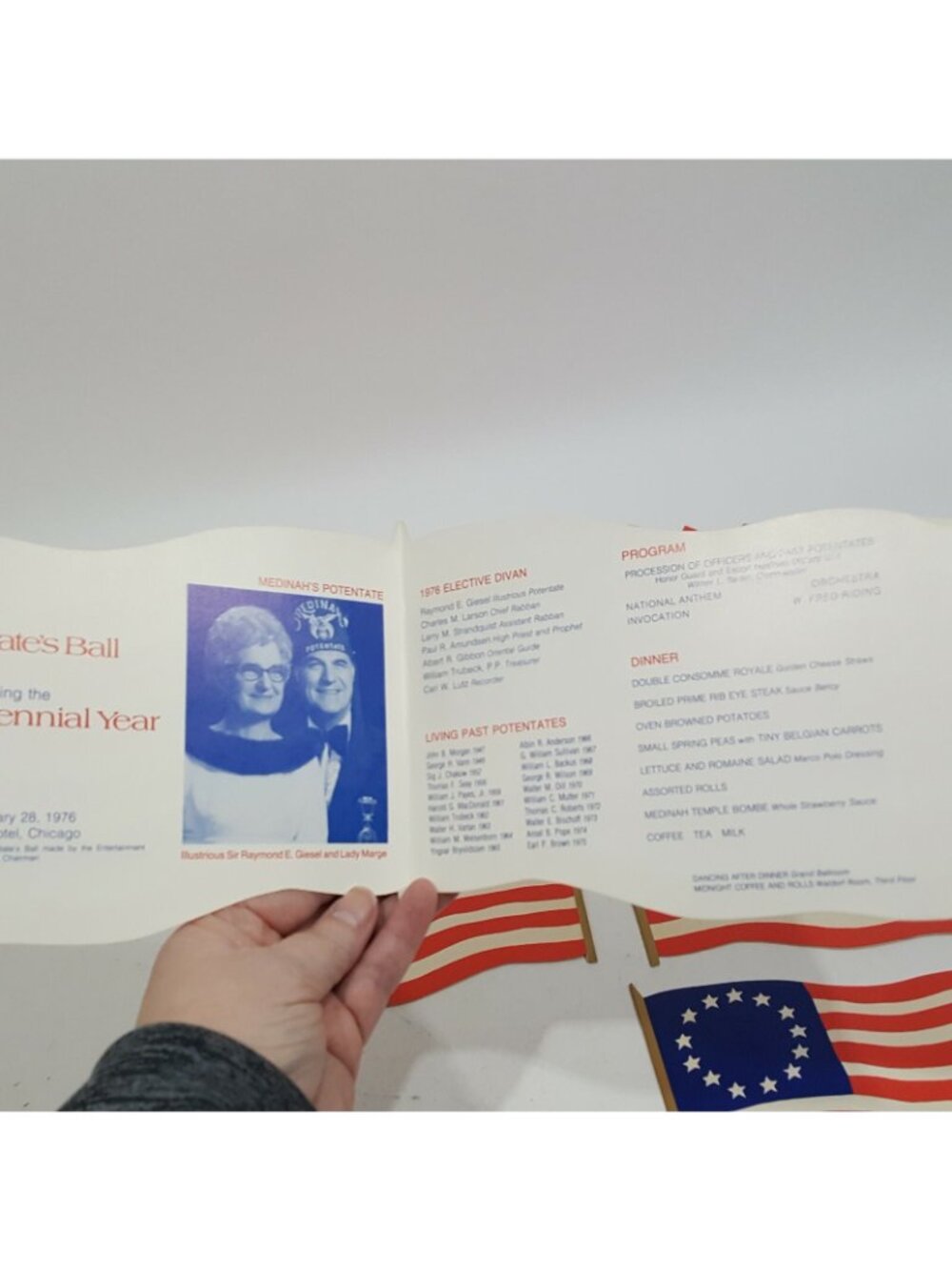1976 Chicago IL Masonic Temple Medinah Dedication Program Souvenir Flag Lot 23 - Picture 2 of 11